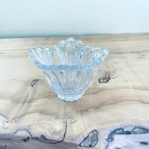 Vintage Glass Star Fan Scalloped Rim Votive Candle Holder Tea Light